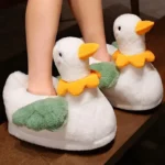 chausson-canard-3d-blanc-ailes-vertes