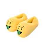 Chausson emoji argent jaune avec semelle antidérapante