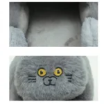 chausson-chat-gris-chaussons-chat-en-peluche-face