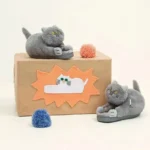 chausson-chat-gris-chaussons-chat-en-peluche-face
