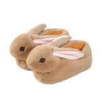 chaussons-lapin-marron-hiver-peluche