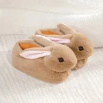 chaussons-lapin-marron-hiver-peluche