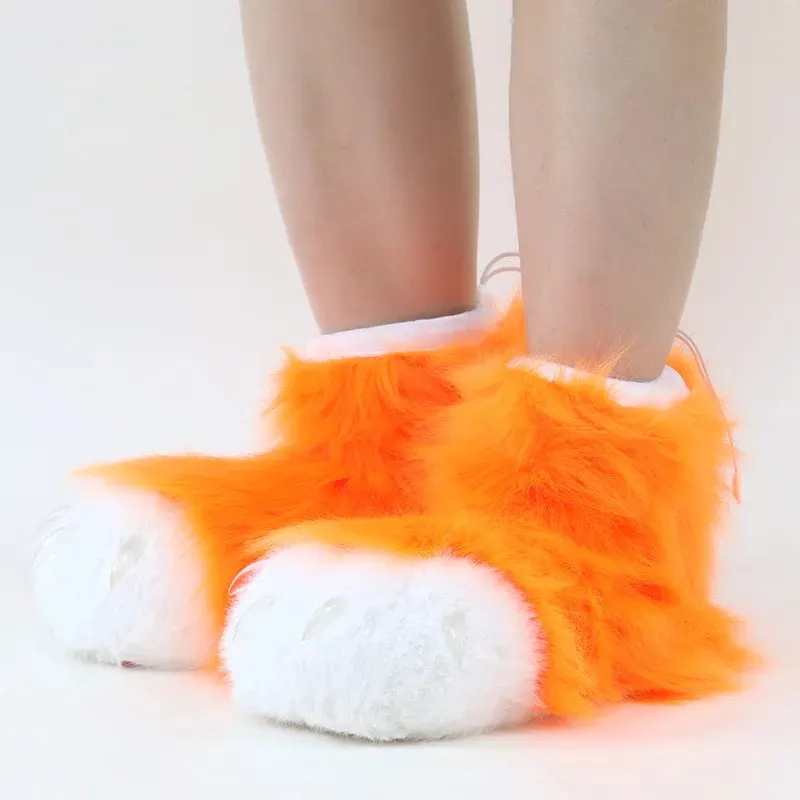 chaussons-pattes-danimaux-orange-paire chaussons-pattes-danimaux-orange-paire