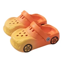 sabots-enfant-voiture-orange-et-jaune
