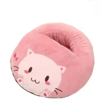 Chausson chauffant électrique chat rose doux et moelleux pour femme