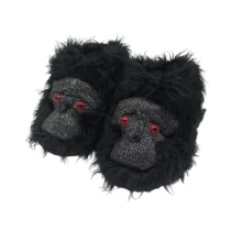 chaussons gorille noirs fantaisie avec une tête de gorille