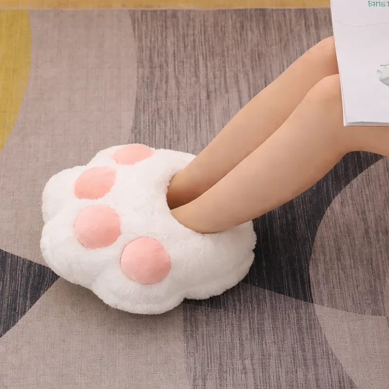 chausson-chauffe-pied-patte-de-chat-blanc-utilisation