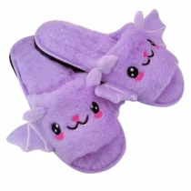 Chausson Chauve Souris Mauve en peluche douce pour Halloween