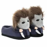 Chausson Halloween Michael Myers en relief 3D avec masque blanc, cheveux bruns et couteau