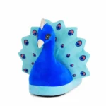 chausson paon bleu adulte et enfant, chausson animal drole et confortable