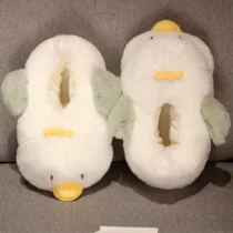 Chausson Poussin Blanc vue dessus avec ailes moelleuses