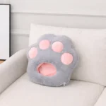 chaussons-chauffants​-patte-de-chat-gris