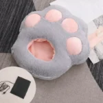 chaussons-chauffants​-patte-de-chat-gris