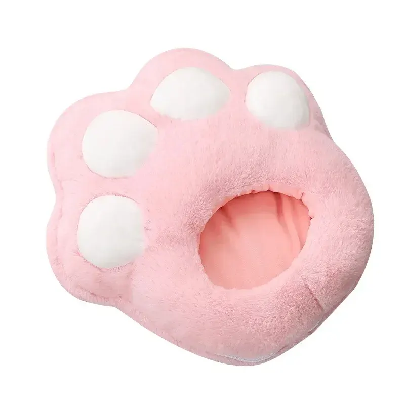 coussin-chauffe-pied-rose coussin chauffe pied rose en forme de patte de chat pour garder les pieds au chaud